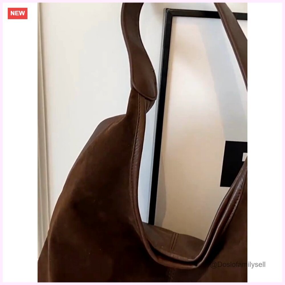 Suede Hobo Tote Bag Elegant Minimal Chic Work Purse Shoulder Bag Fall Aesthetics - Picture 7 of 7